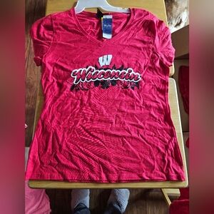 Wisconsin Red Graphic V-Neck Tee